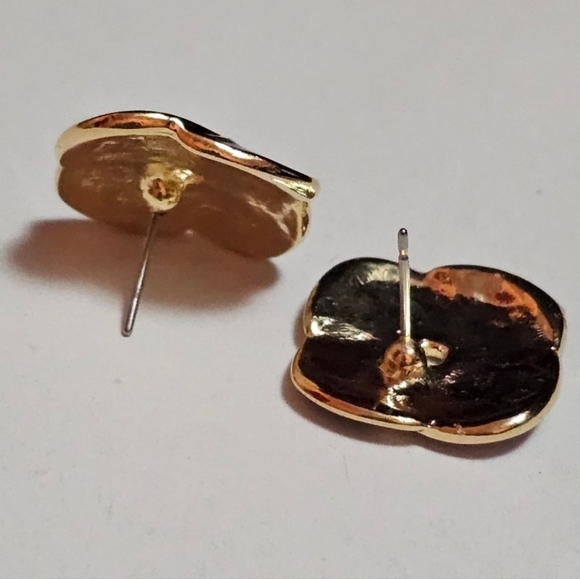 Purple and lavender swirl foursquare enameled earrings vintage - Picture 3 of 4